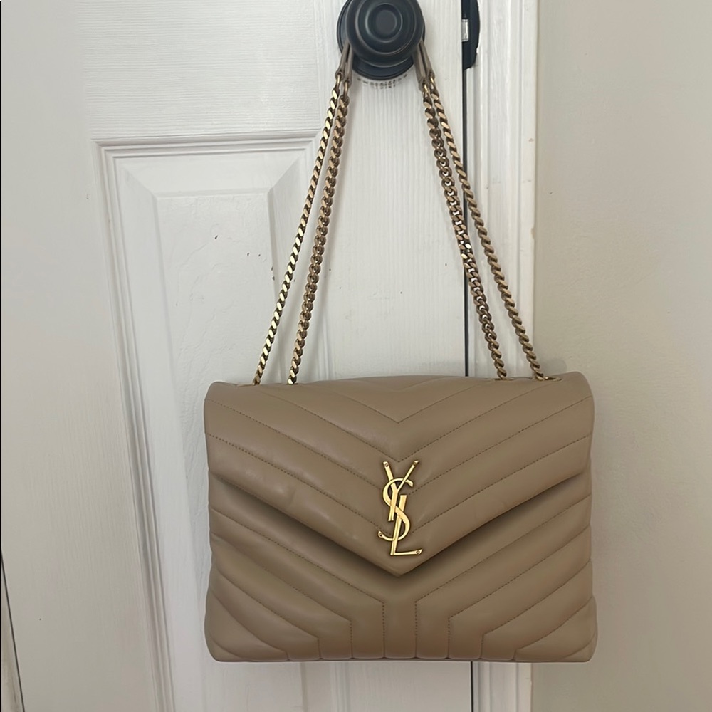 Yves Saint Laurent Medium Loulou Matelassé shoulder bag in dark beige